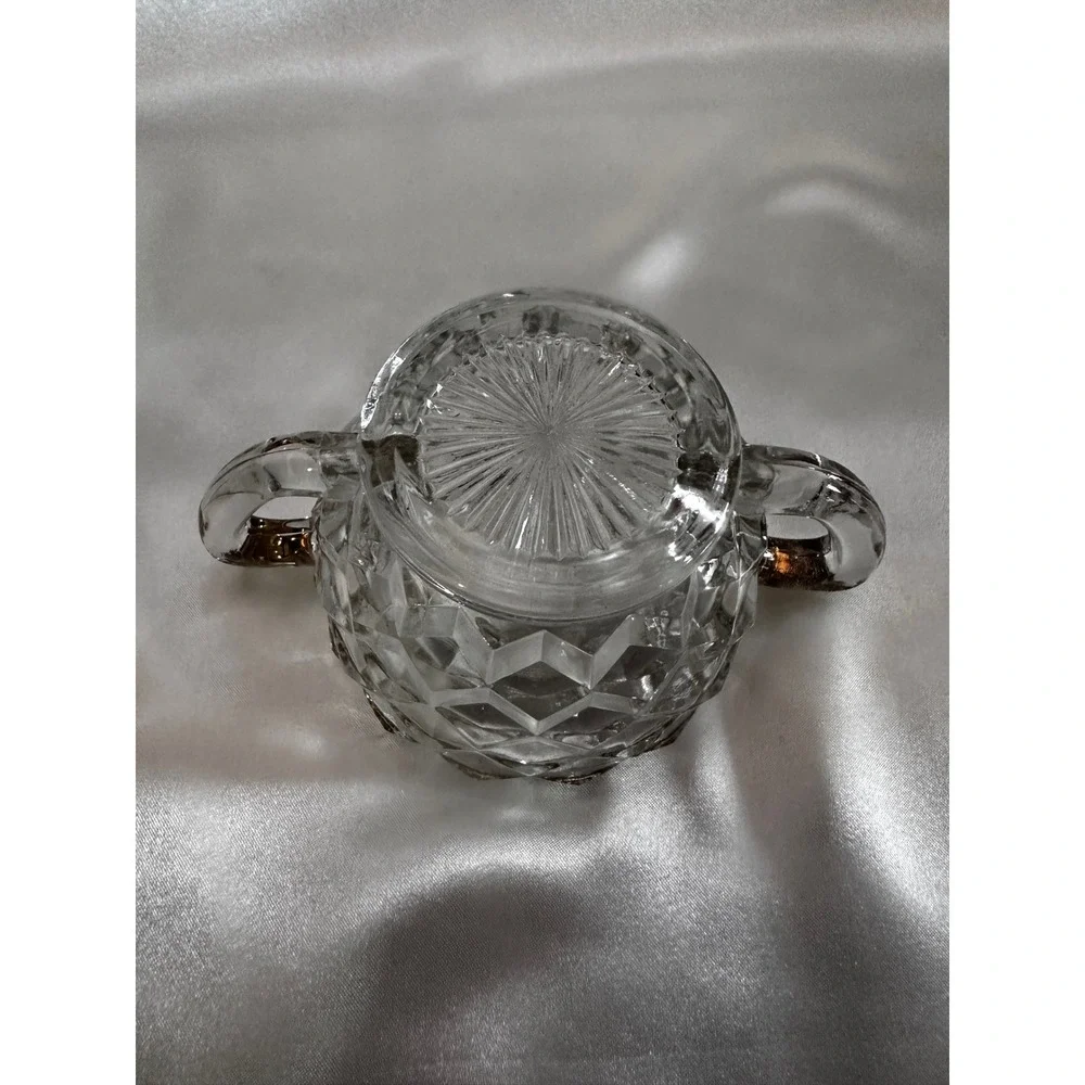 Fostoria‎ American Clear Glass 2 Cream and Sugar Sets Cube Pattern